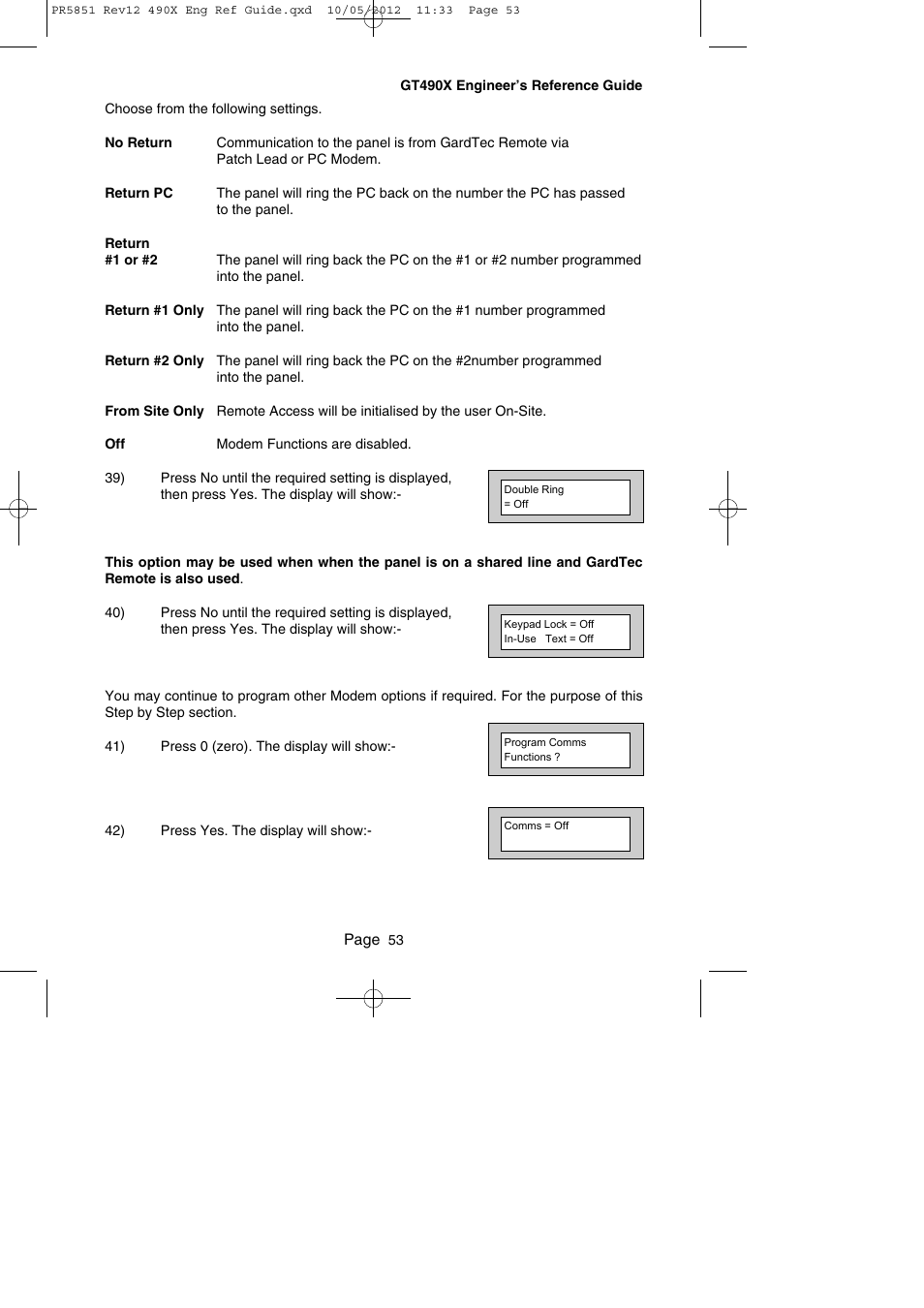 RISCO Group Gardtec 490X User Manual | Page 54 / 108