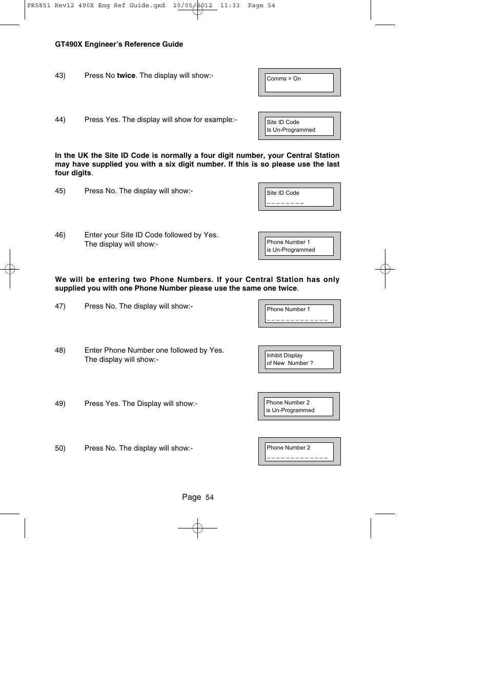 RISCO Group Gardtec 490X User Manual | Page 55 / 108