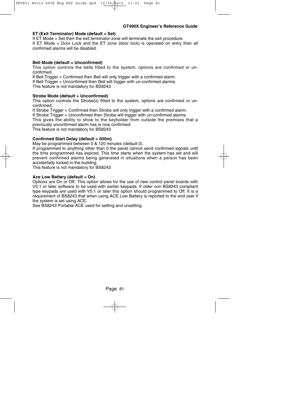 RISCO Group Gardtec 490X User Manual | Page 82 / 108
