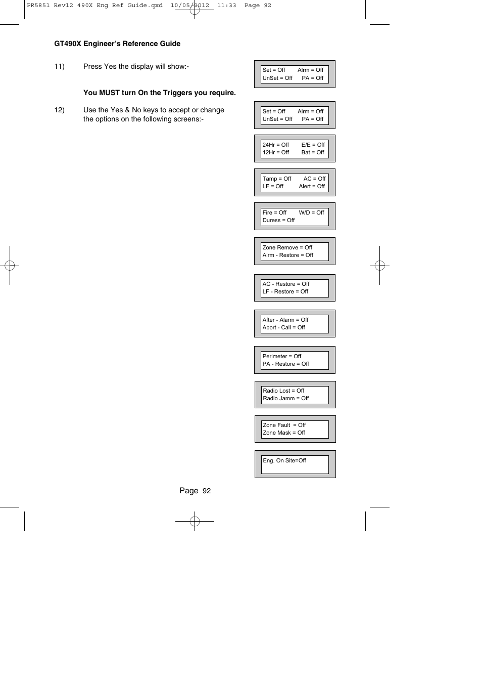 Page | RISCO Group Gardtec 490X User Manual | Page 93 / 108