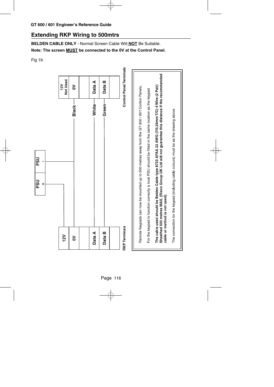 Extending rkp wiring to 500mtrs | RISCO Group Gardtec GT600 User Manual | Page 118 / 128