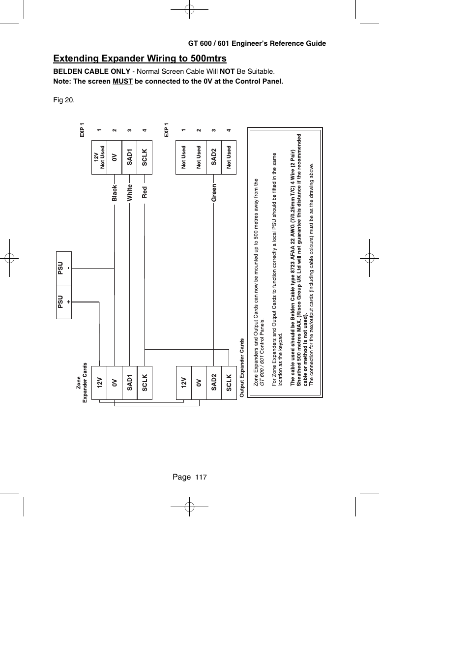 Extending expander wiring to 500mtrs | RISCO Group Gardtec GT600 User Manual | Page 119 / 128