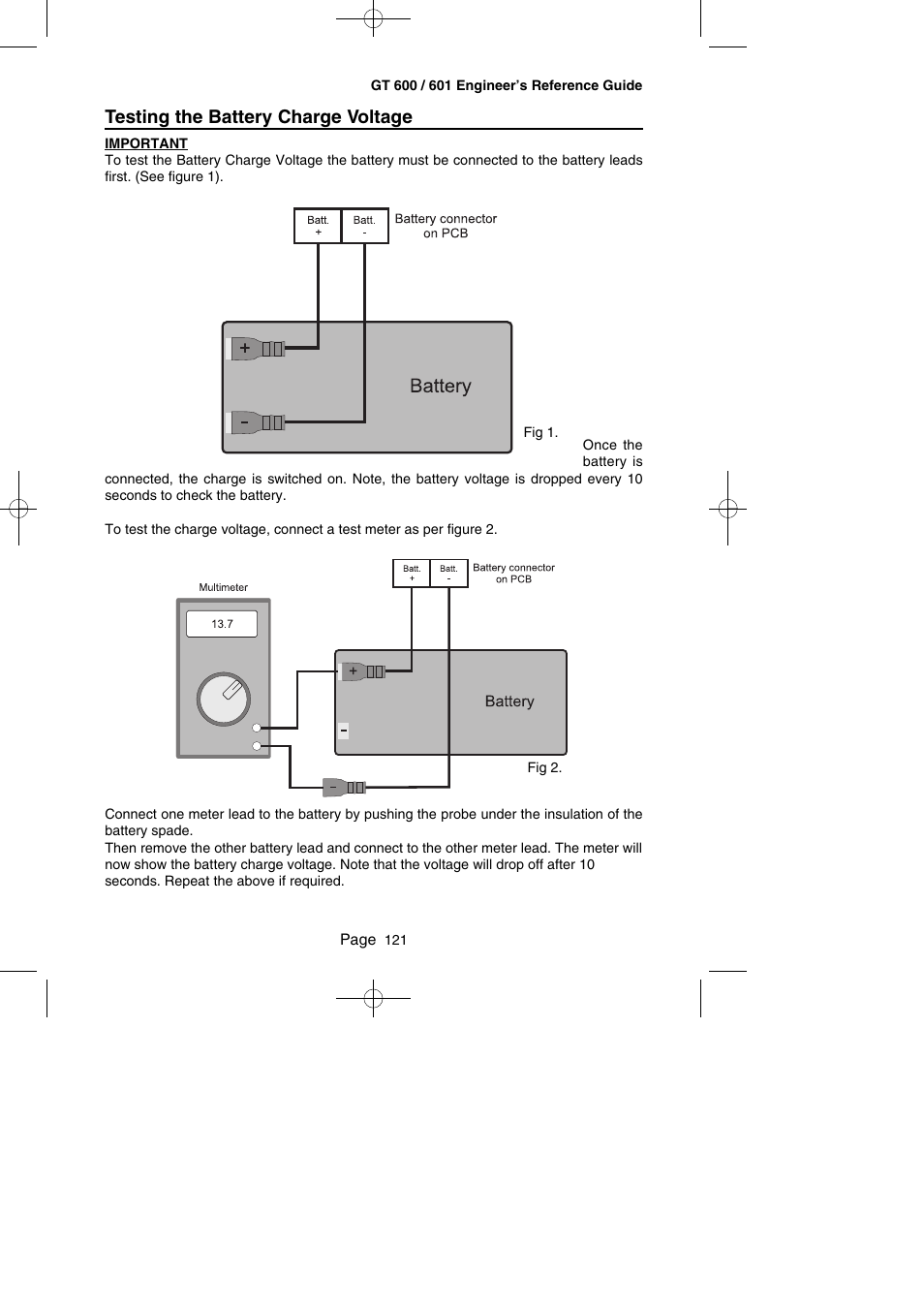 Testing the battery charge voltage | RISCO Group Gardtec GT600 User Manual | Page 123 / 128