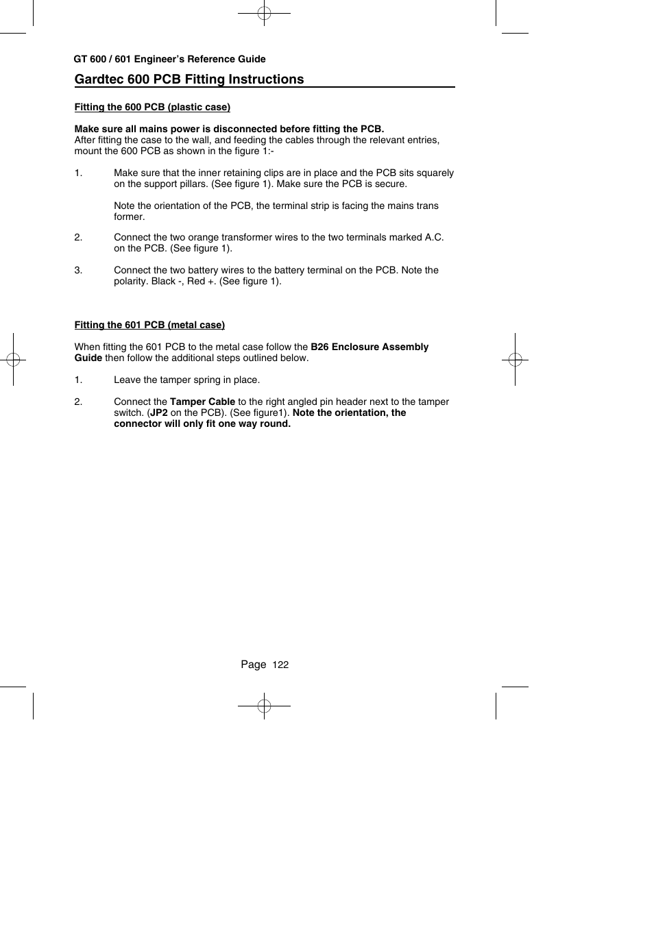 Gardtec 600 pcb fitting instructions | RISCO Group Gardtec GT600 User Manual | Page 124 / 128