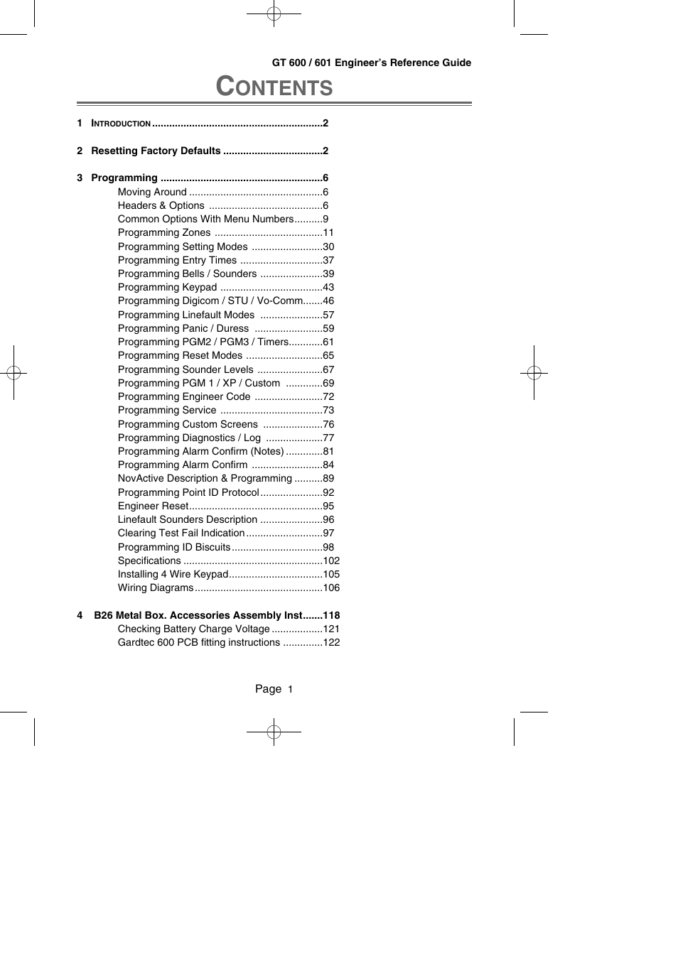 Ontents | RISCO Group Gardtec GT600 User Manual | Page 3 / 128