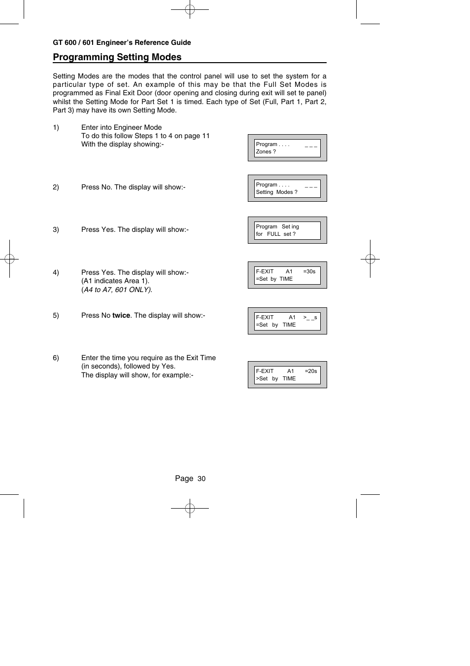 Programming setting modes | RISCO Group Gardtec GT600 User Manual | Page 32 / 128