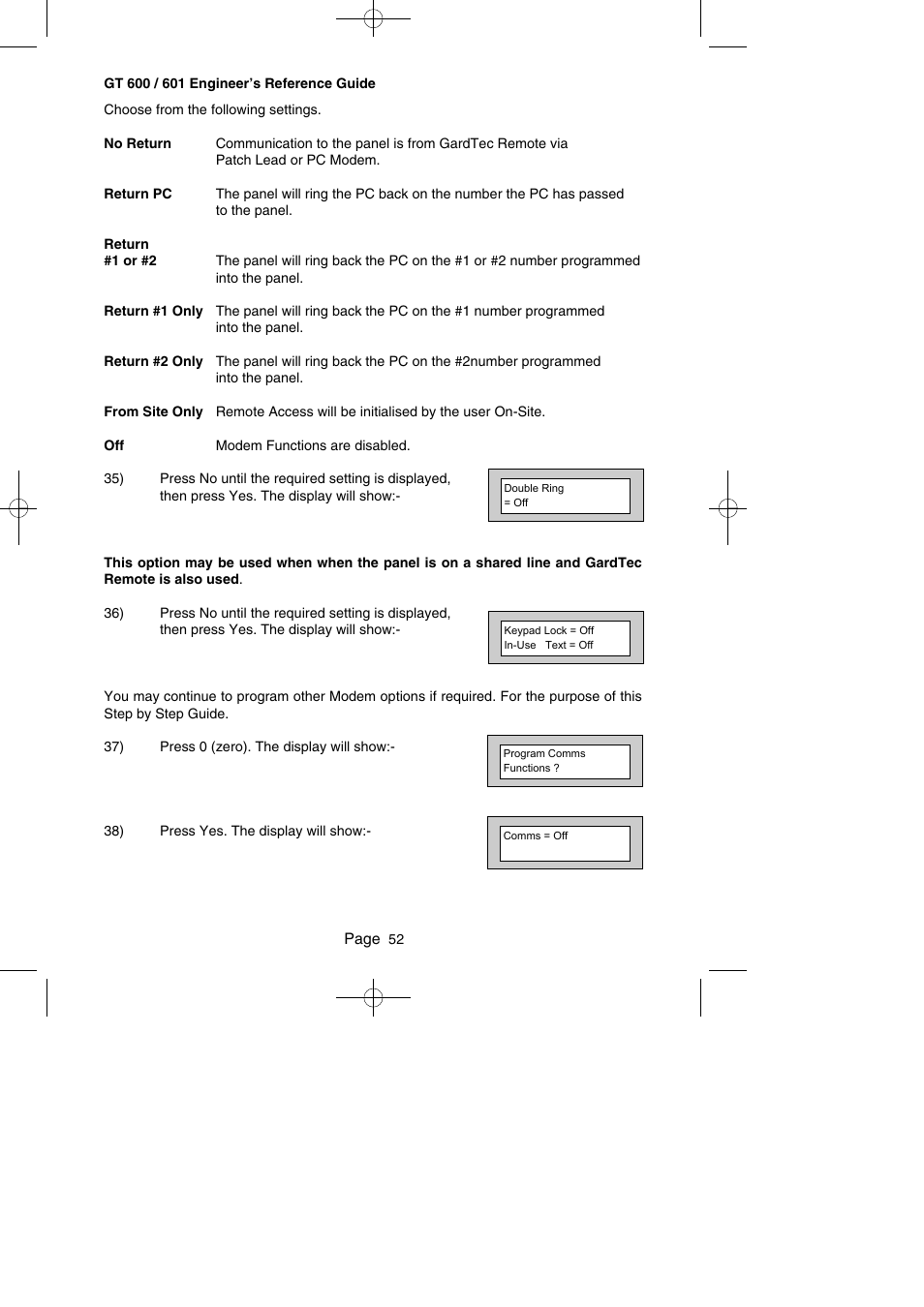 RISCO Group Gardtec GT600 User Manual | Page 54 / 128