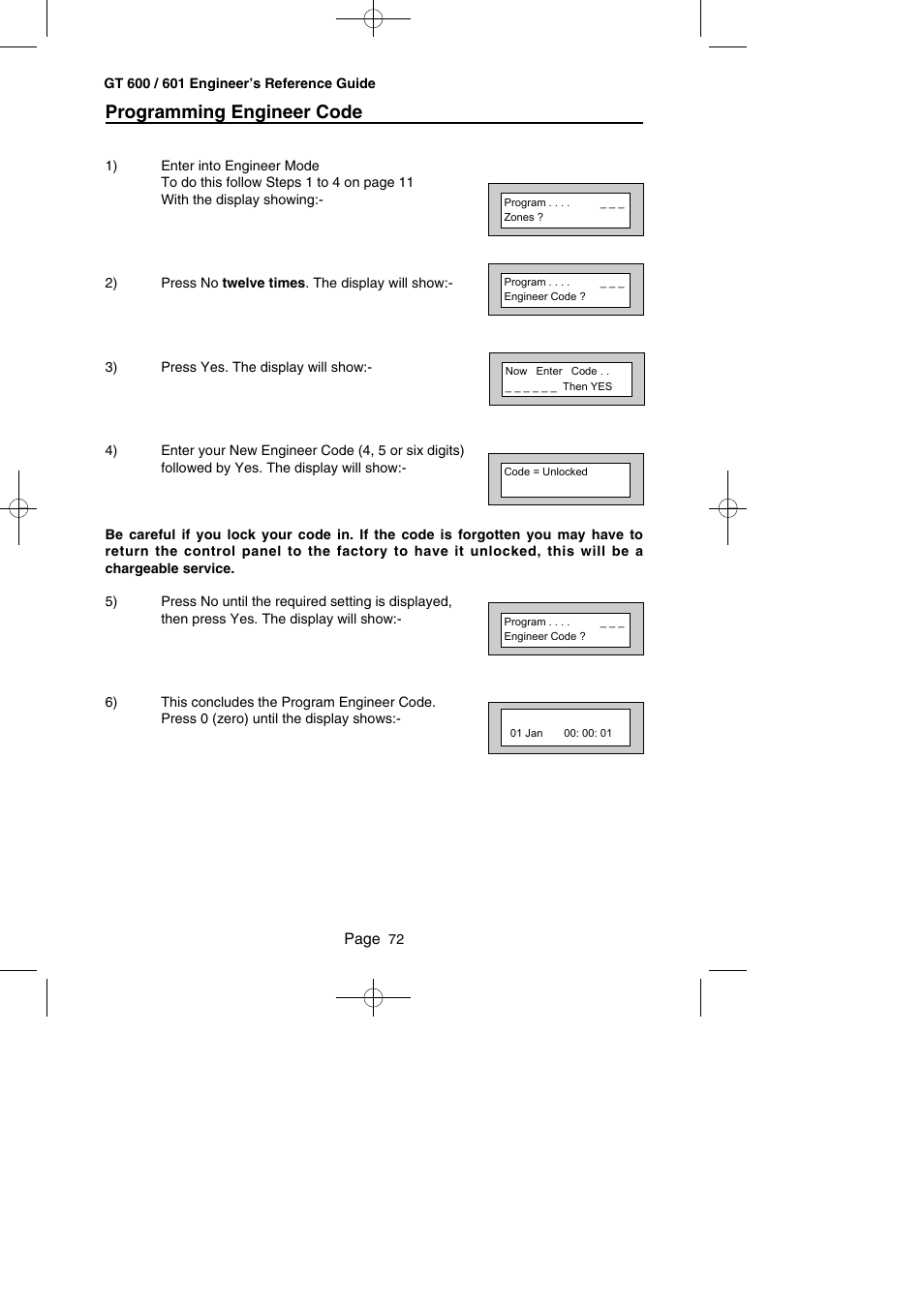 Programming engineer code | RISCO Group Gardtec GT600 User Manual | Page 74 / 128