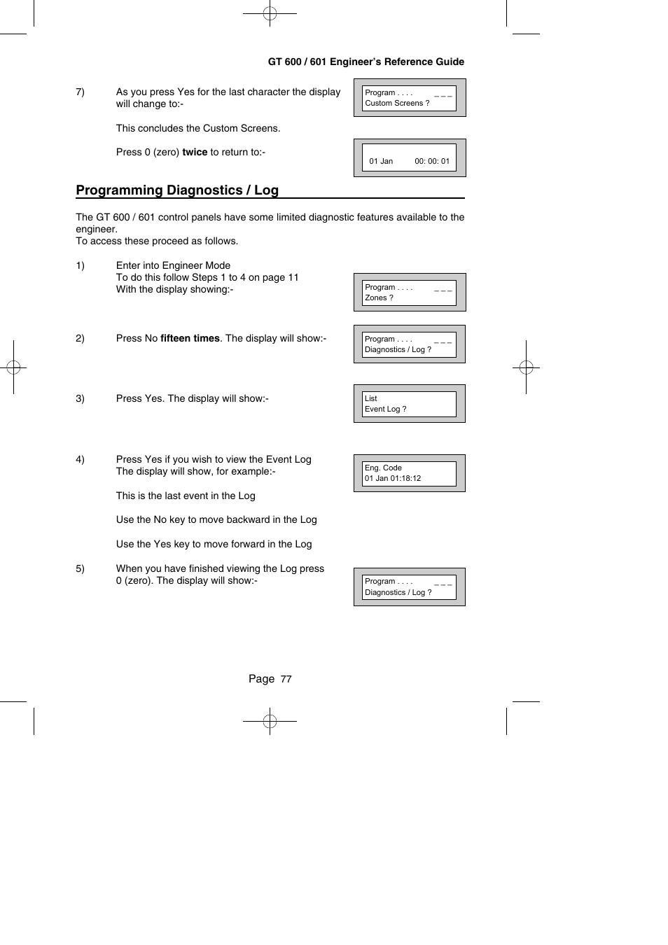 Programming diagnostics / log | RISCO Group Gardtec GT600 User Manual | Page 79 / 128