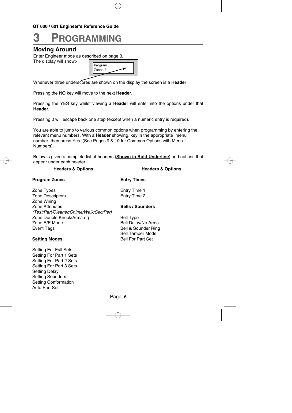 Rogramming, Moving around | RISCO Group Gardtec GT600 User Manual | Page 8 / 128