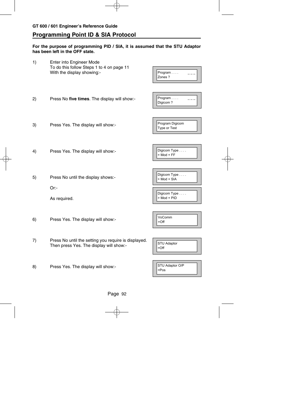 Programming point id & sia protocol | RISCO Group Gardtec GT600 User Manual | Page 94 / 128