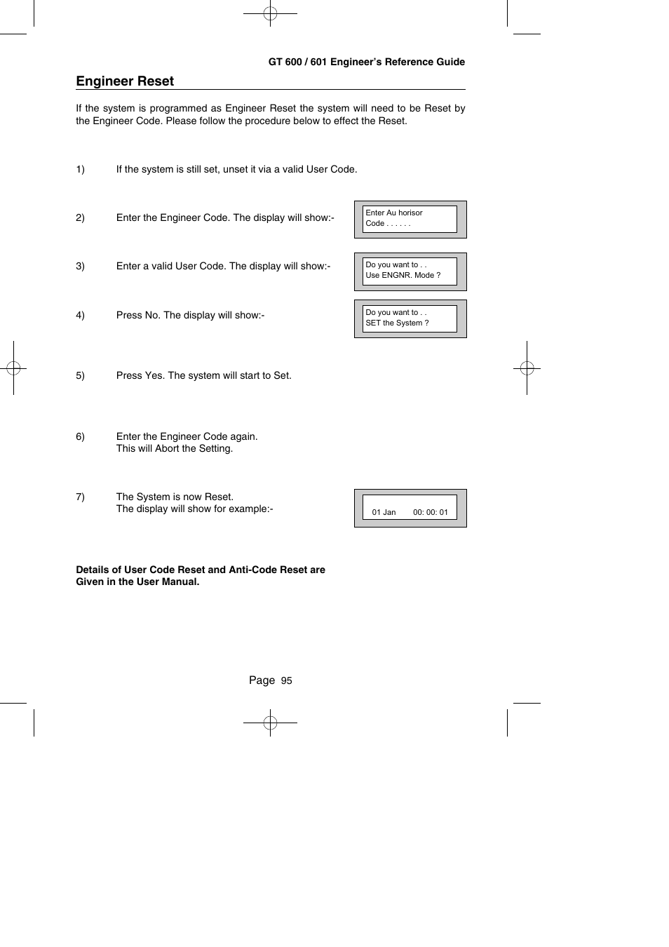 Engineer reset | RISCO Group Gardtec GT600 User Manual | Page 97 / 128