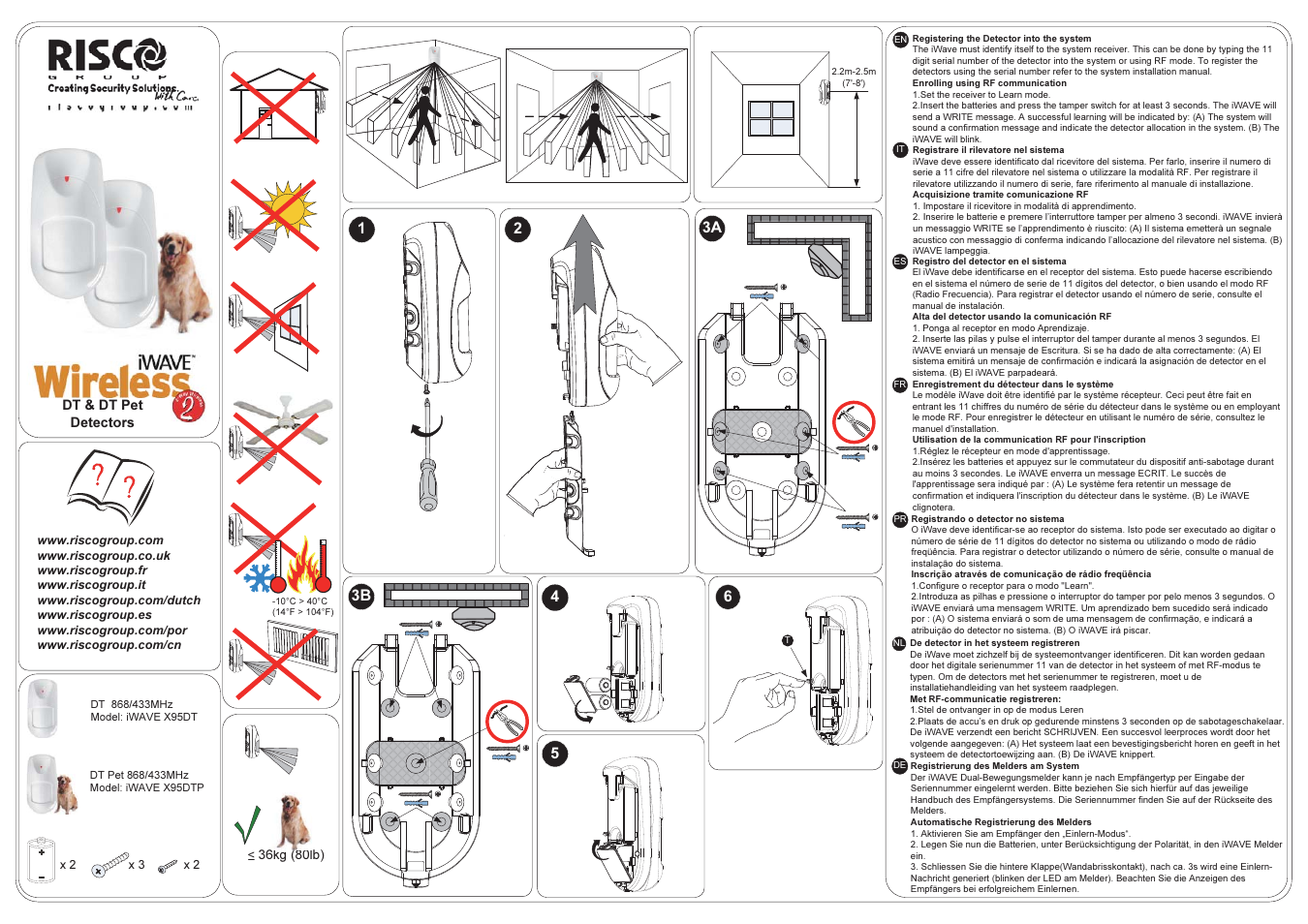 RISCO Group 2- Way iWAVE PIR /PET User Manual | 2 pages