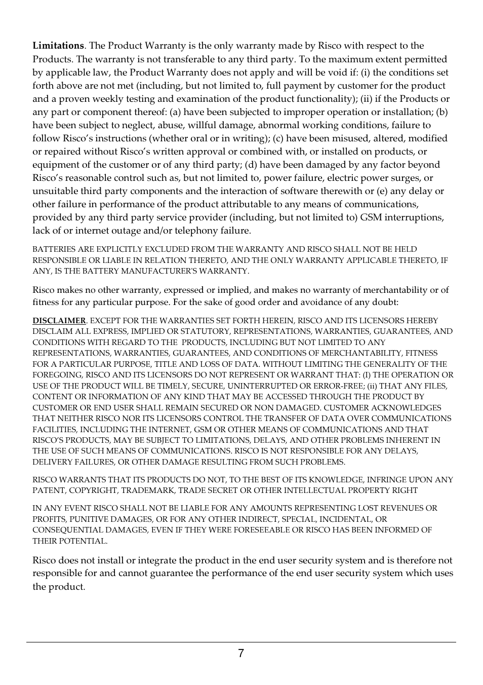 RISCO Group RK-308 User Manual | Page 7 / 8