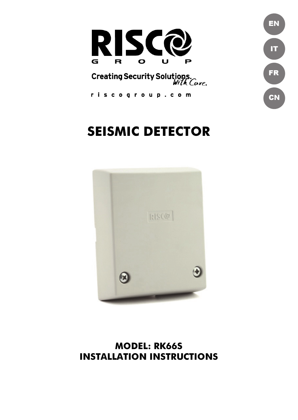 RISCO Group SEISMIC Detector RK66S User Manual | 60 pages