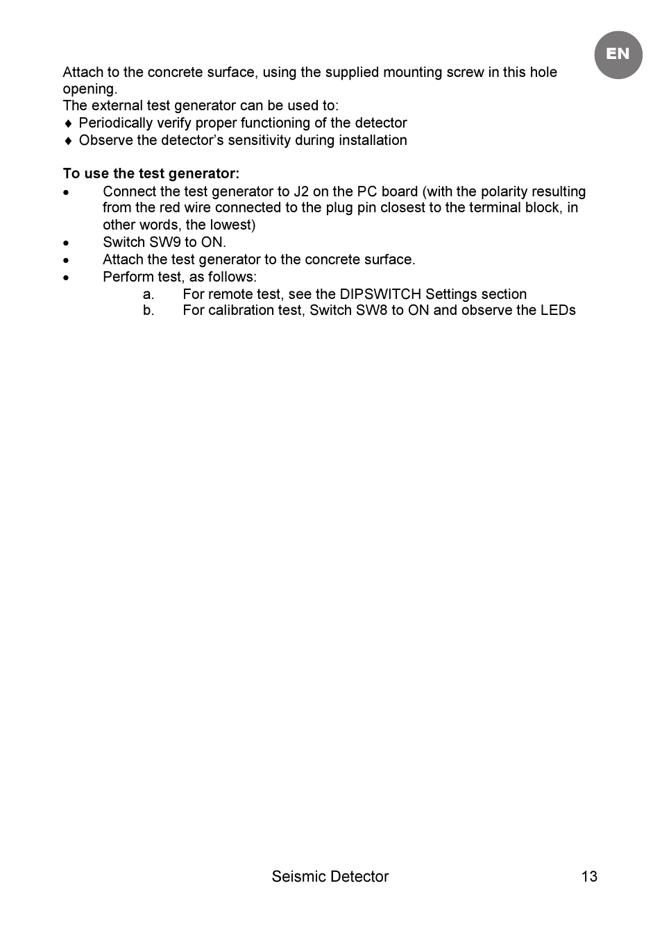 RISCO Group SEISMIC Detector RK66S User Manual | Page 13 / 60