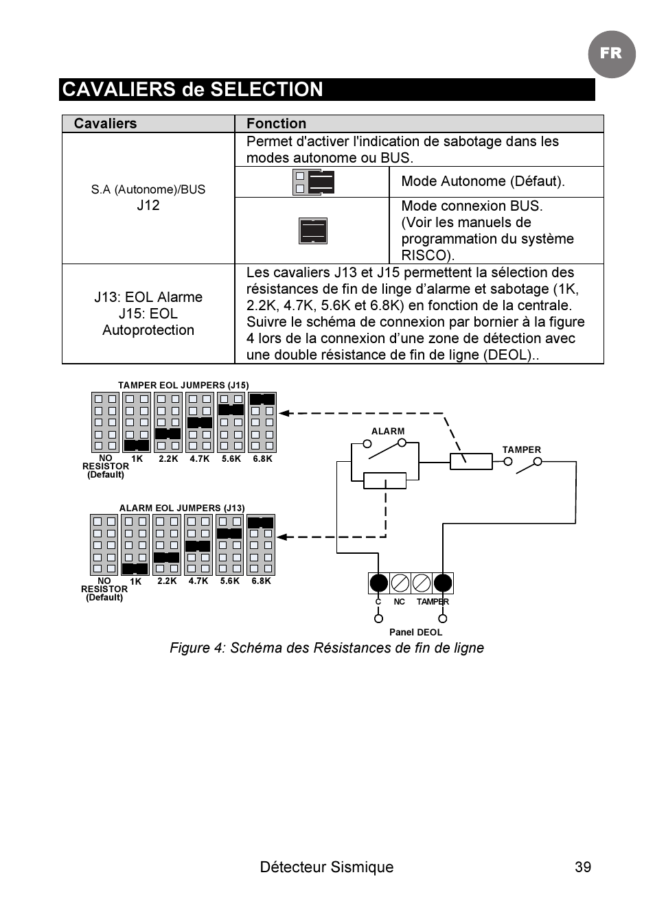 Cavaliers de selection, Détecteur sismique, 39 fr | RISCO Group SEISMIC Detector RK66S User Manual | Page 39 / 60