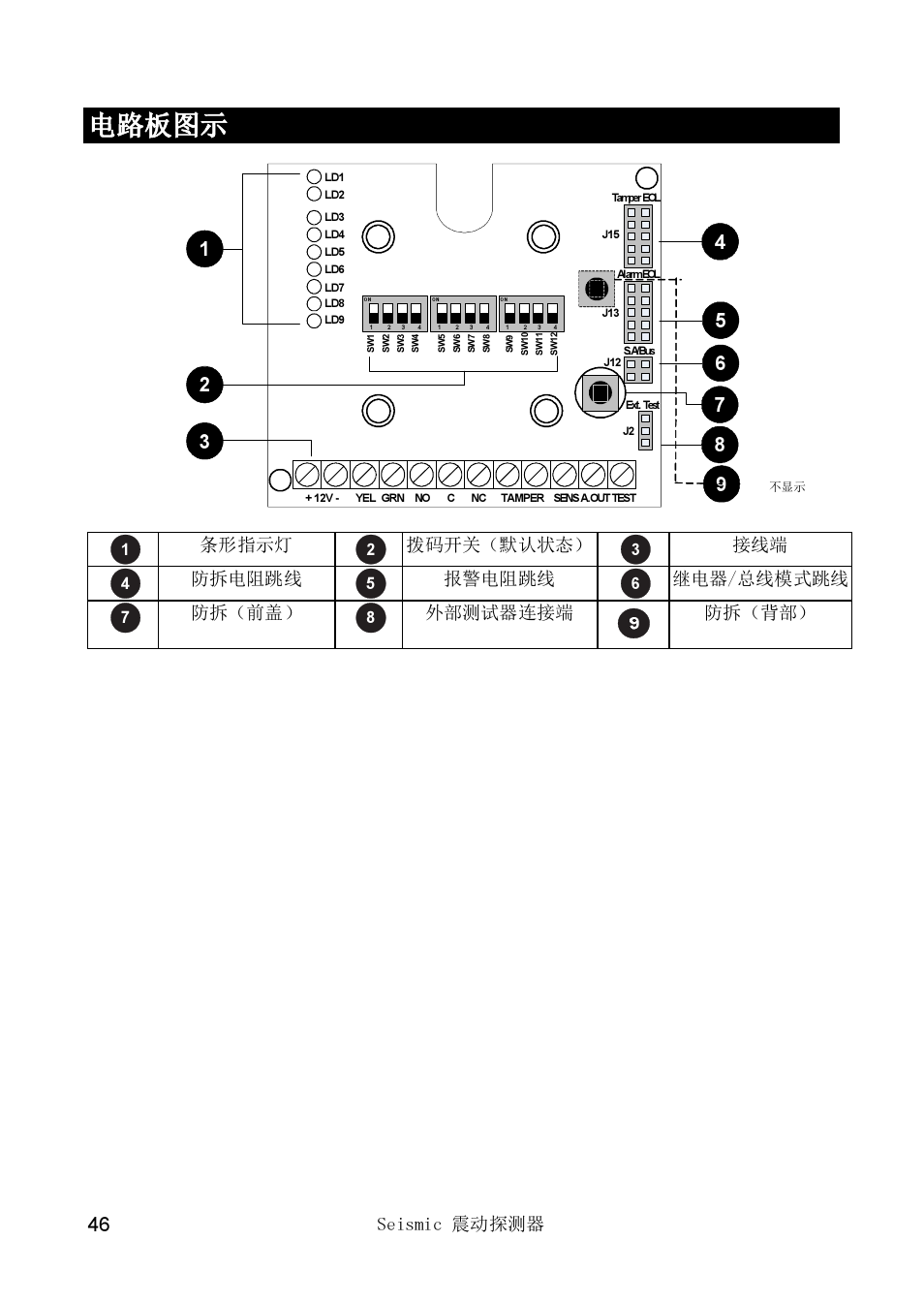 电路板图示, Seismic 震动探测器 | RISCO Group SEISMIC Detector RK66S User Manual | Page 46 / 60