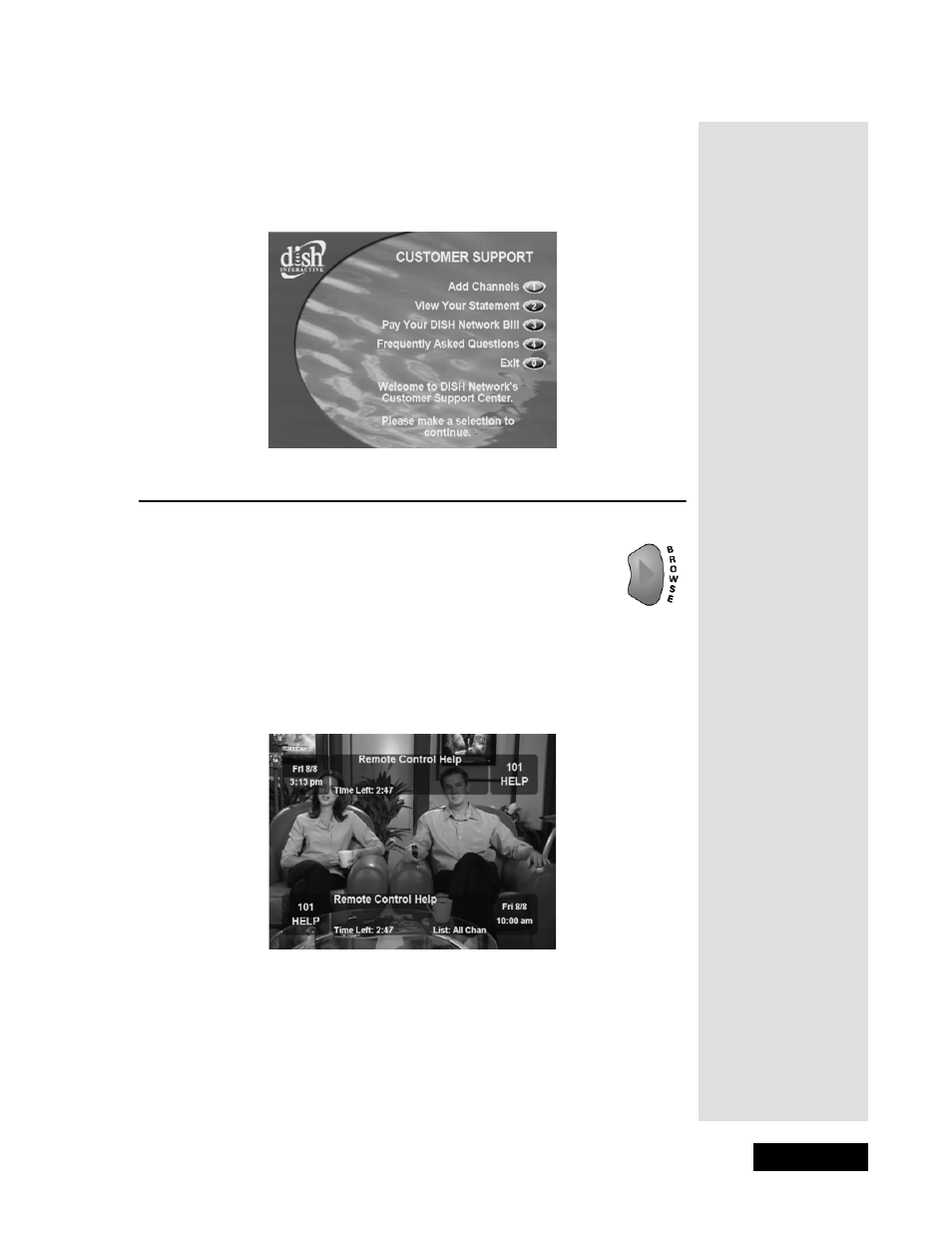 The browse banner | Dish Network Solo 111 User Manual | Page 19 / 104