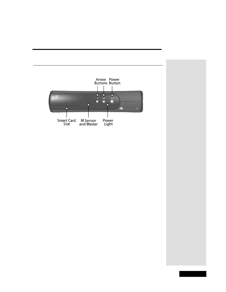Chapter2, Parts of the system, The receiver front panel | Chapter 2 | Dish Network Solo 111 User Manual | Page 9 / 104