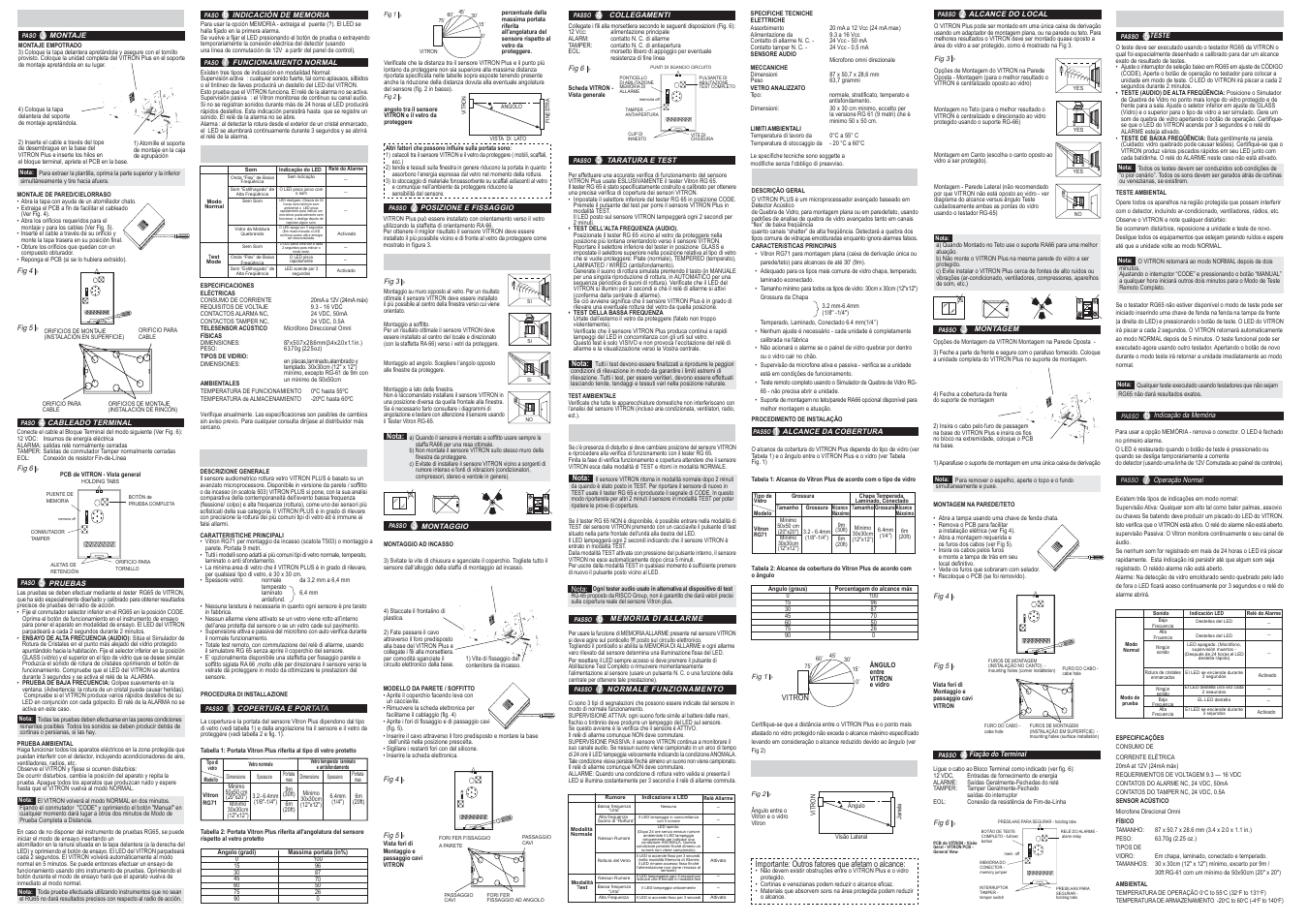 Vitron | RISCO Group VitronPlus Acoustic Glass Break Detector User Manual | Page 2 / 2