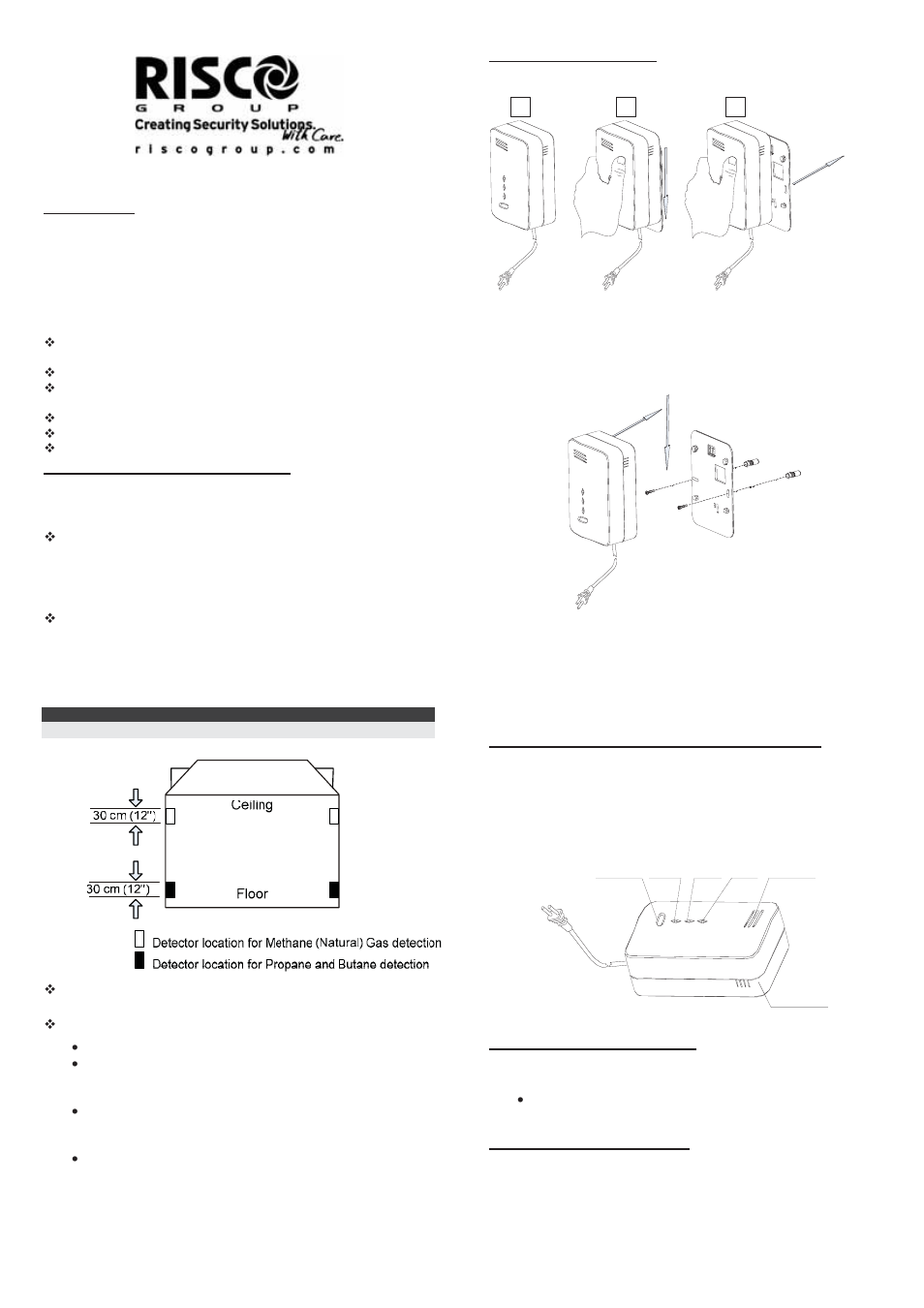 RISCO Group WL Gas Leak User Manual | 2 pages