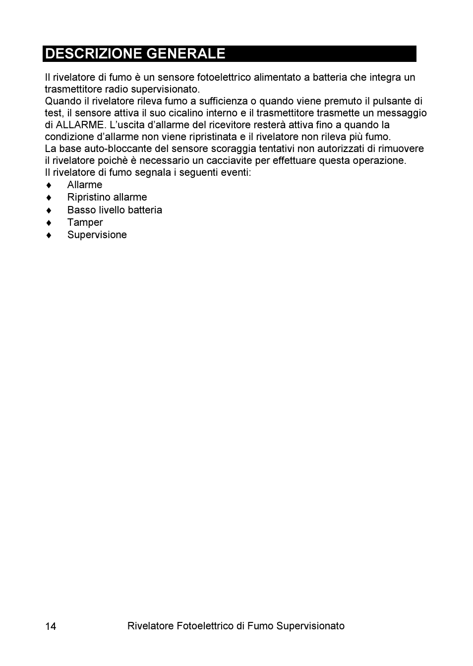 Descrizione generale | RISCO Group WL Supervised Smoke User Manual | Page 14 / 56
