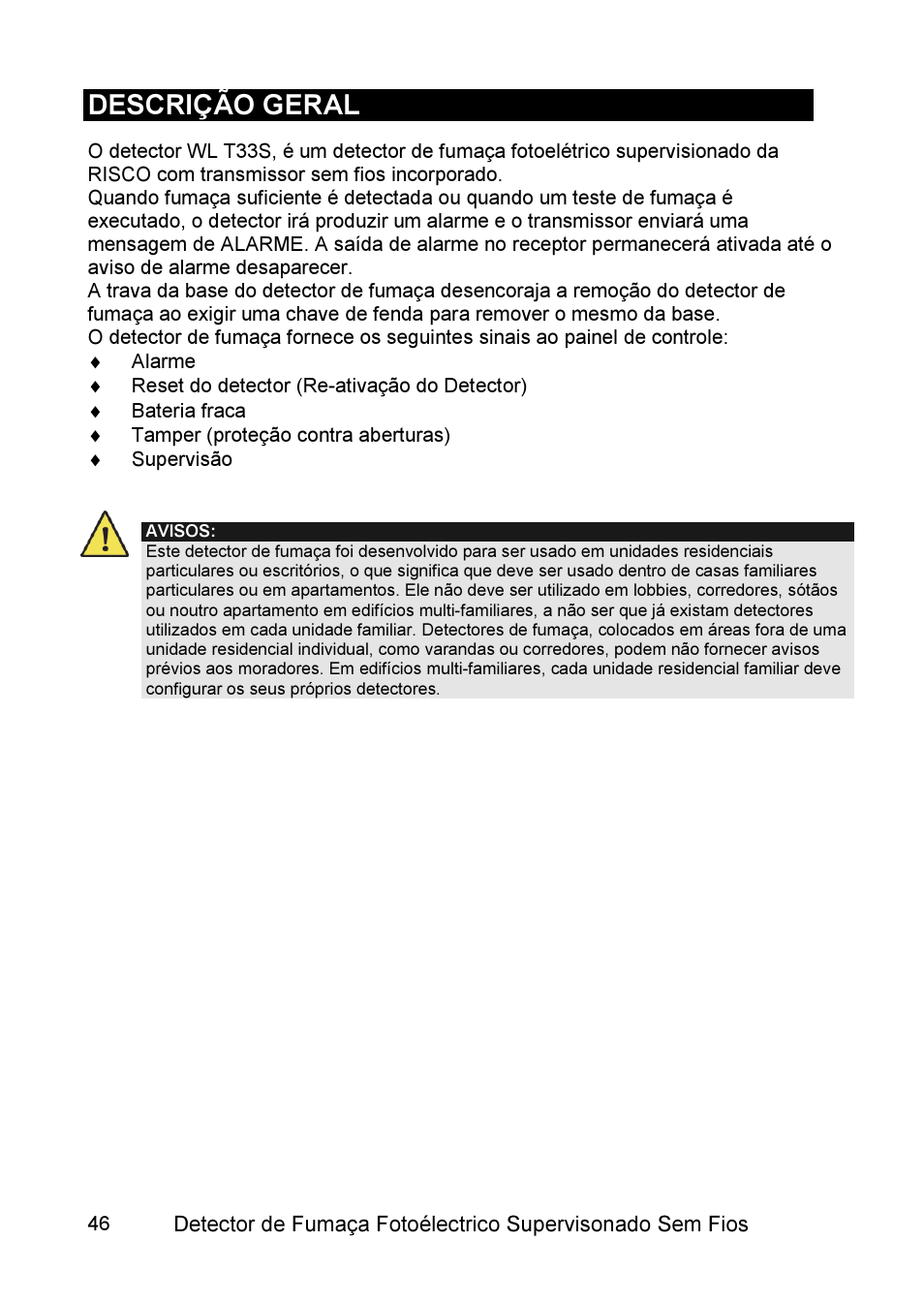 Descrição geral | RISCO Group WL Supervised Smoke User Manual | Page 46 / 56