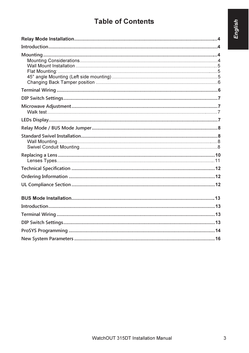 RISCO Group WatchOUT 315DT User Manual | Page 3 / 104