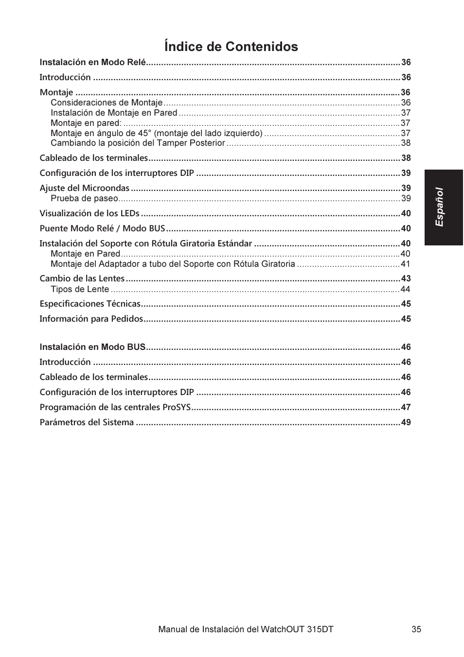 RISCO Group WatchOUT 315DT User Manual | Page 35 / 104