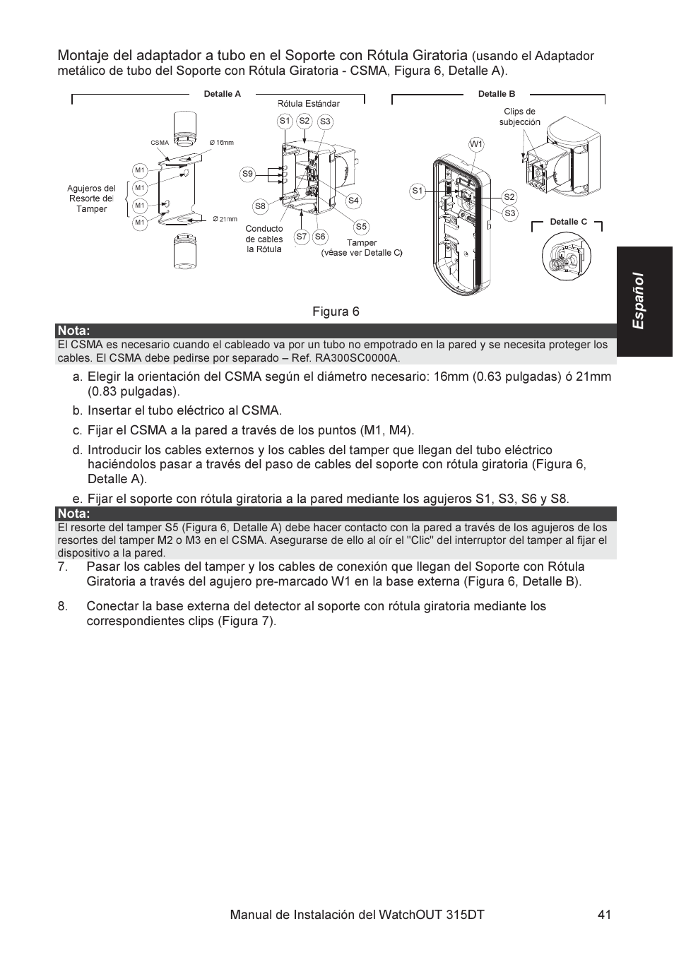 Figura 6 nota | RISCO Group WatchOUT 315DT User Manual | Page 41 / 104