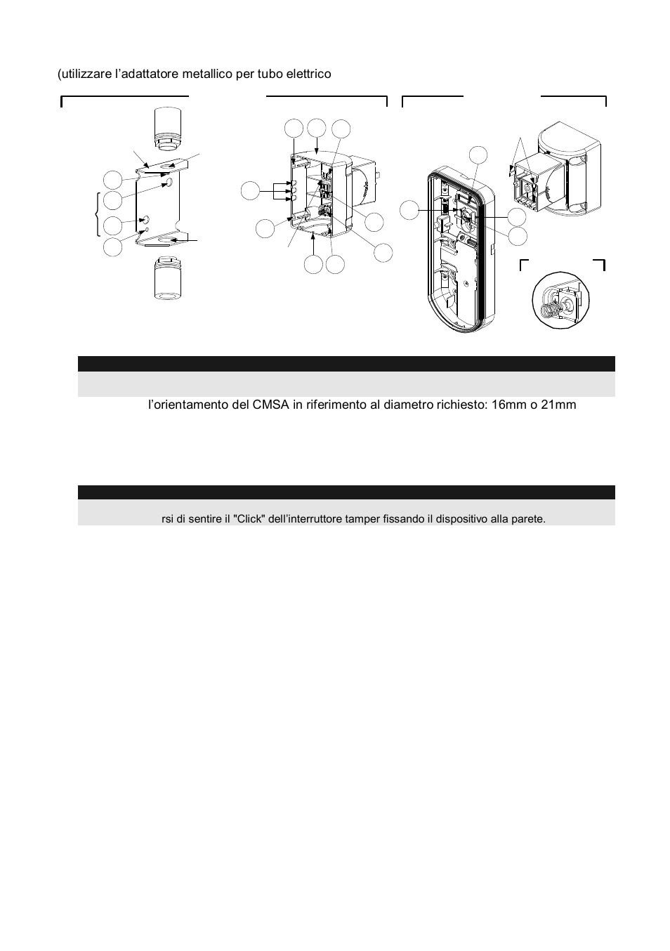 Installazione per tubo elettrico | RISCO Group Wireless WatchOUT PIR 312PR User Manual | Page 26 / 88