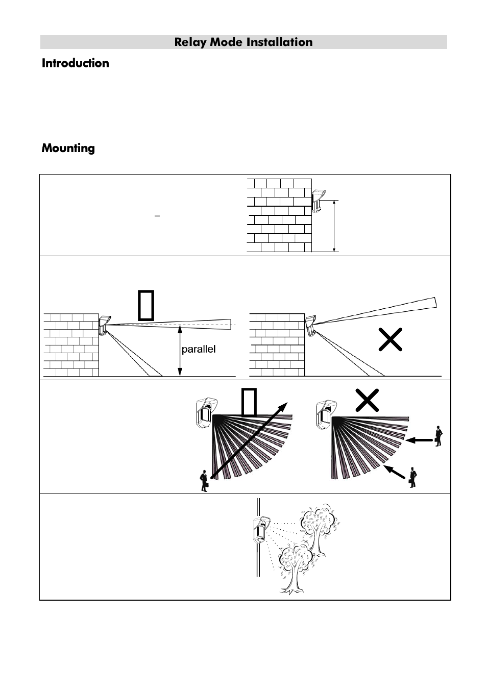 Relay mode installation, Introduction, Mounting | Mounting considerations | RISCO Group Wireless WatchOUT PIR 312PR User Manual | Page 4 / 88