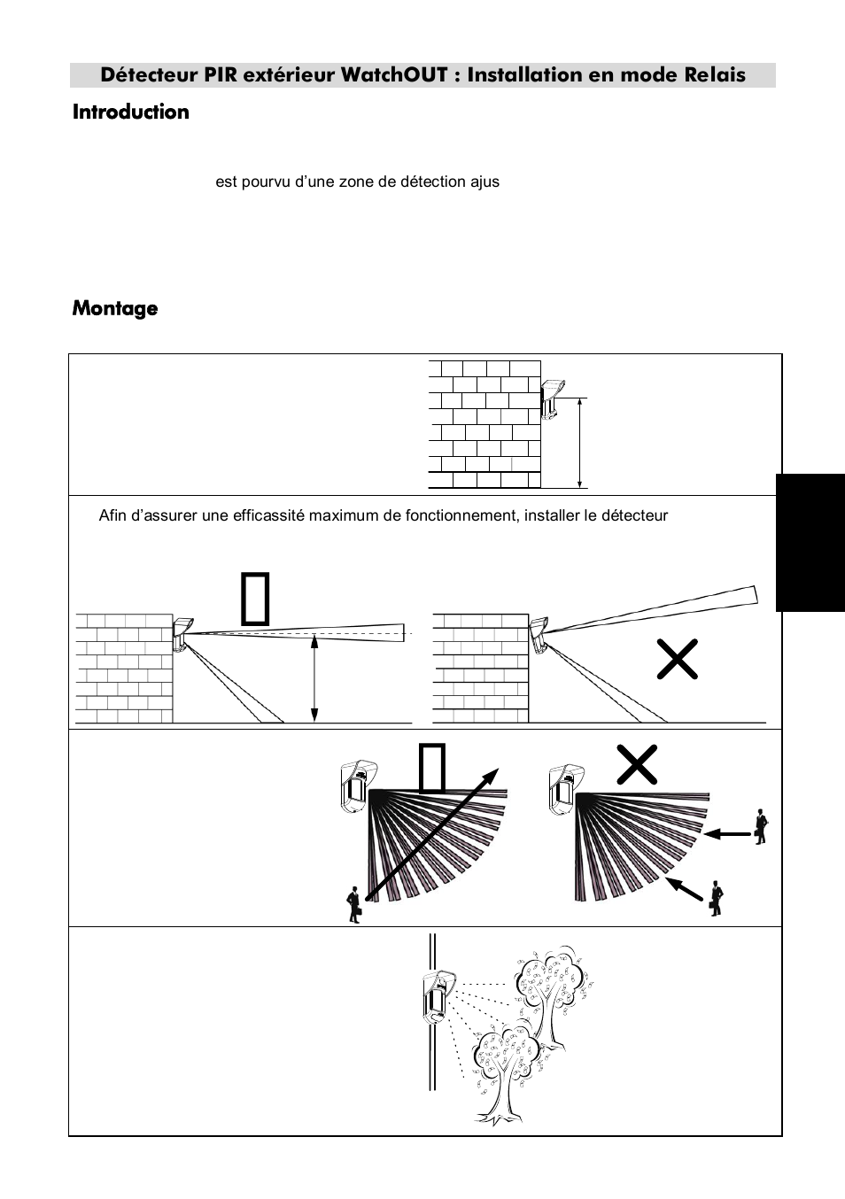 Introduction, Montage, Conditions de montage | RISCO Group Wireless WatchOUT PIR 312PR User Manual | Page 53 / 88
