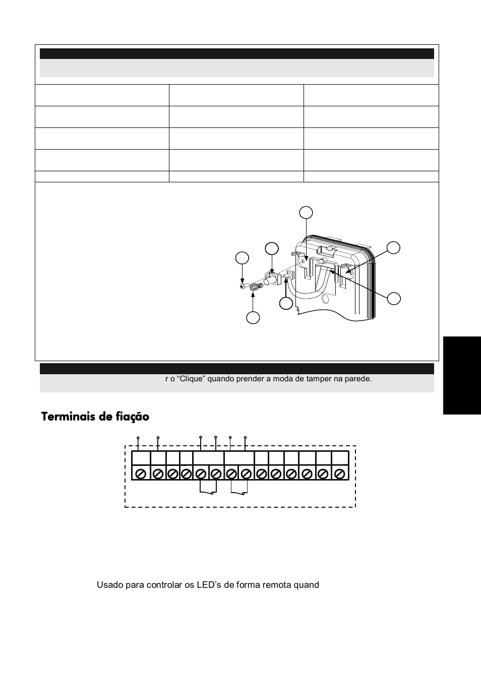 Mudando a posição do tamper de parede, Terminais de fiação | RISCO Group Wireless WatchOUT PIR 312PR User Manual | Page 73 / 88