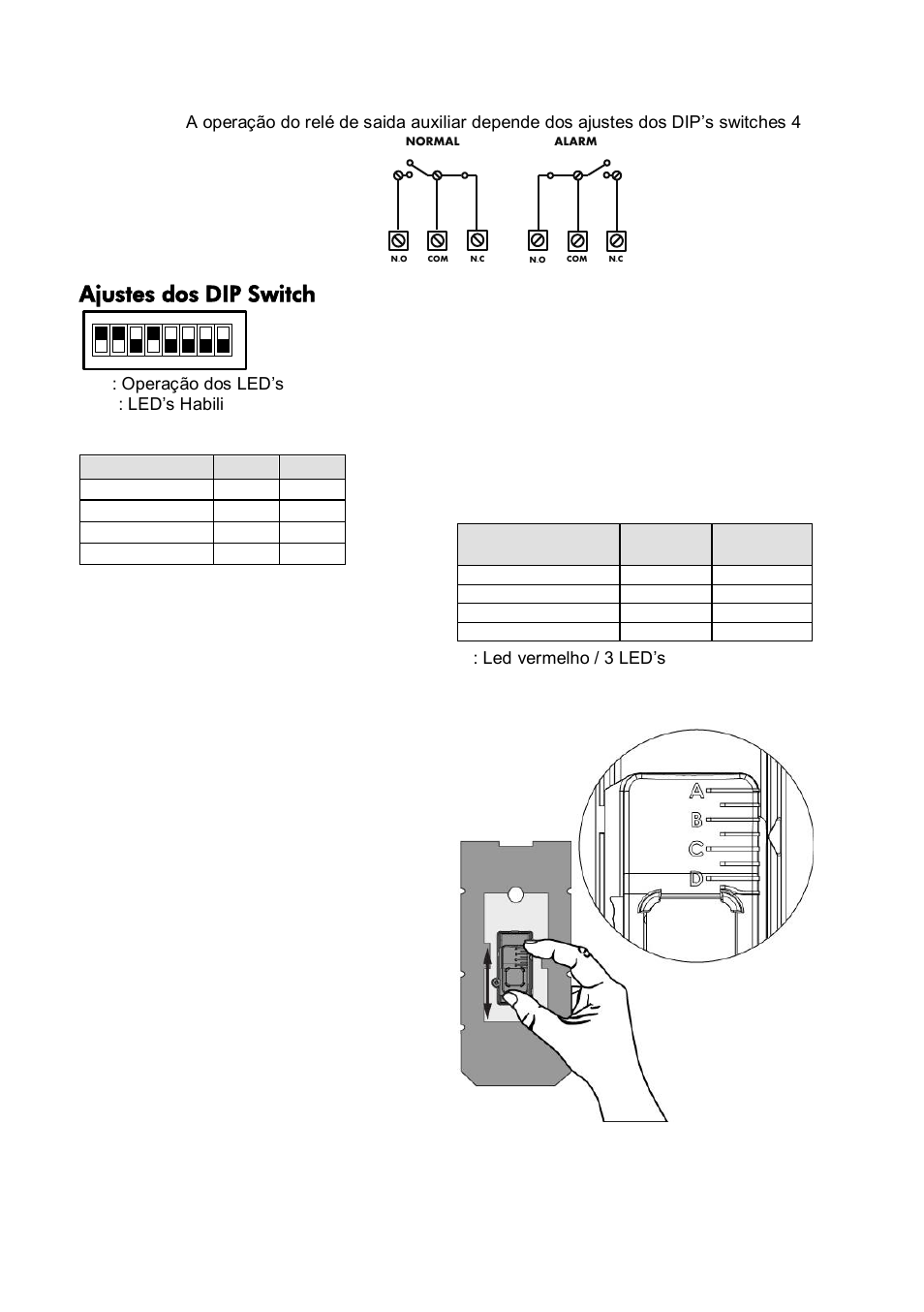 Ajustes dos dip switch, Ajuste de faixa de detecção | RISCO Group Wireless WatchOUT PIR 312PR User Manual | Page 74 / 88