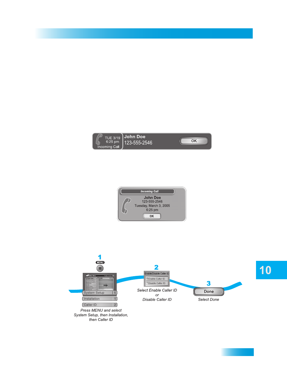 Caller id screens, Setting up caller id display | Dish Network Duo ViP 222 User Manual | Page 85 / 152