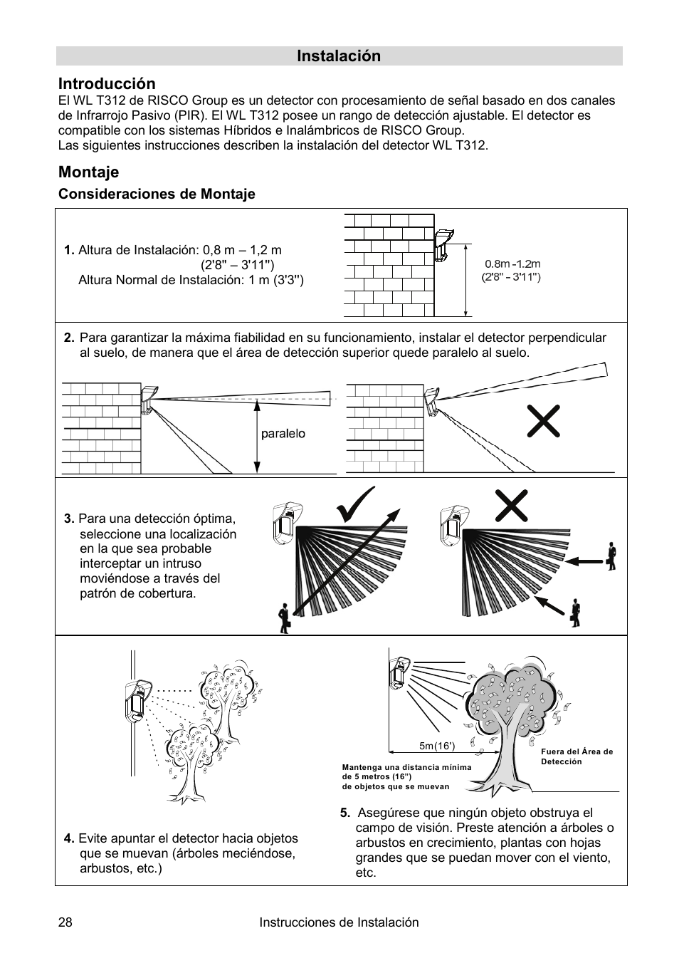 RISCO Group Wireless WatchOUT PIR WL T312 User Manual | Page 28 / 76