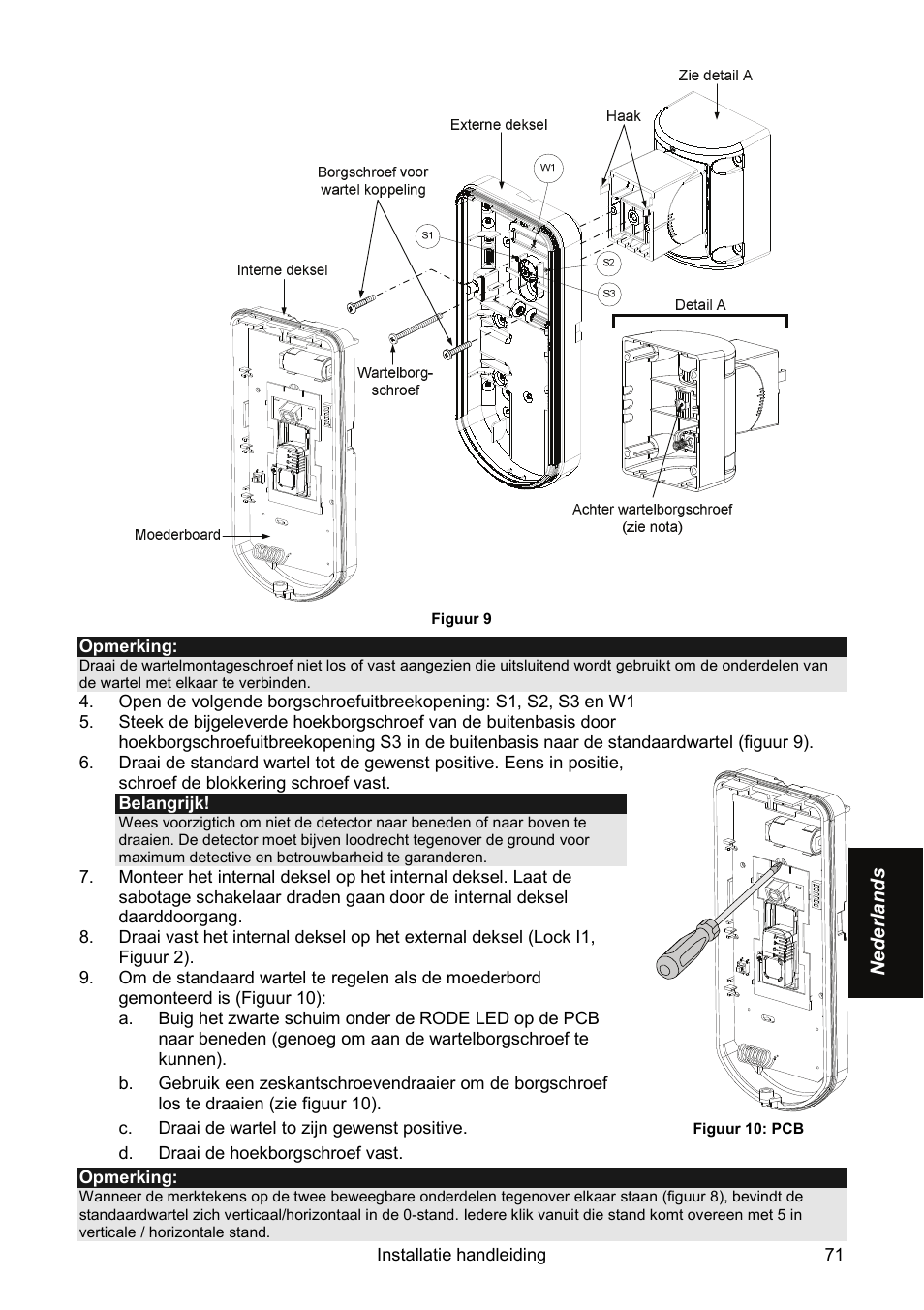 RISCO Group Wireless WatchOUT PIR WL T312 User Manual | Page 71 / 76