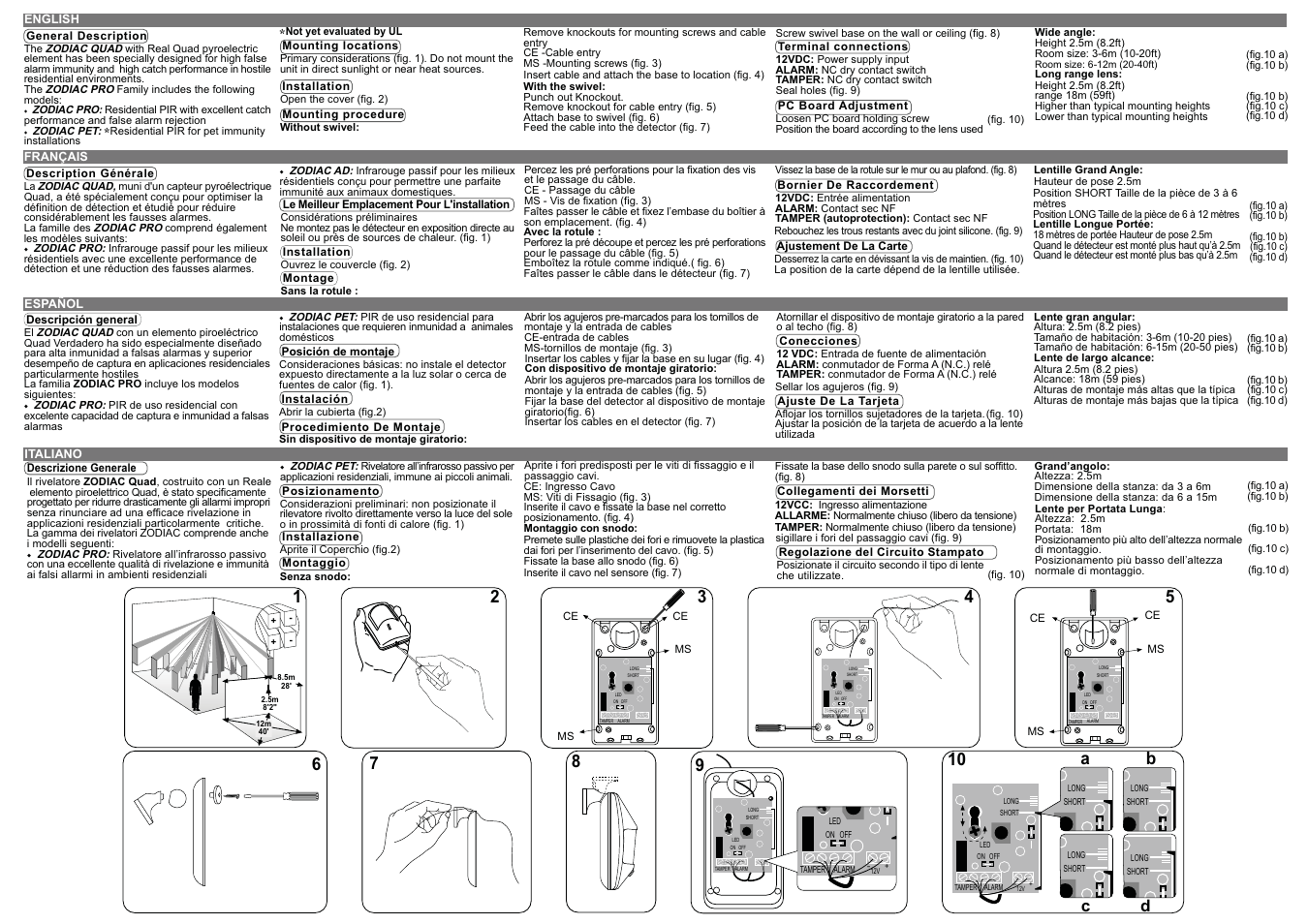 86 10 a b | RISCO Group ZODIAC QUAD PIR User Manual | Page 2 / 2