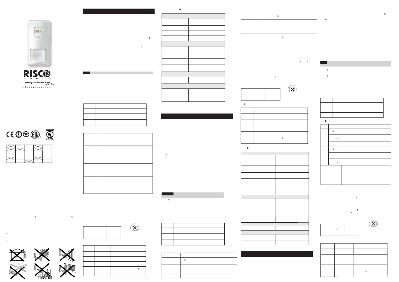 RISCO Group iWISE DT PET User Manual | 2 pages