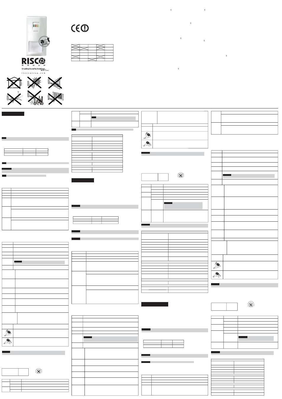 RISCO Group iWISE RK815DTG3BR User Manual | 2 pages