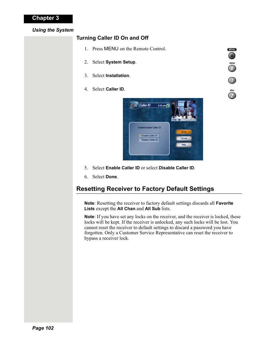 Resetting receiver to factory default settings | Dish Network DuoDVR 625 User Manual | Page 107 / 179