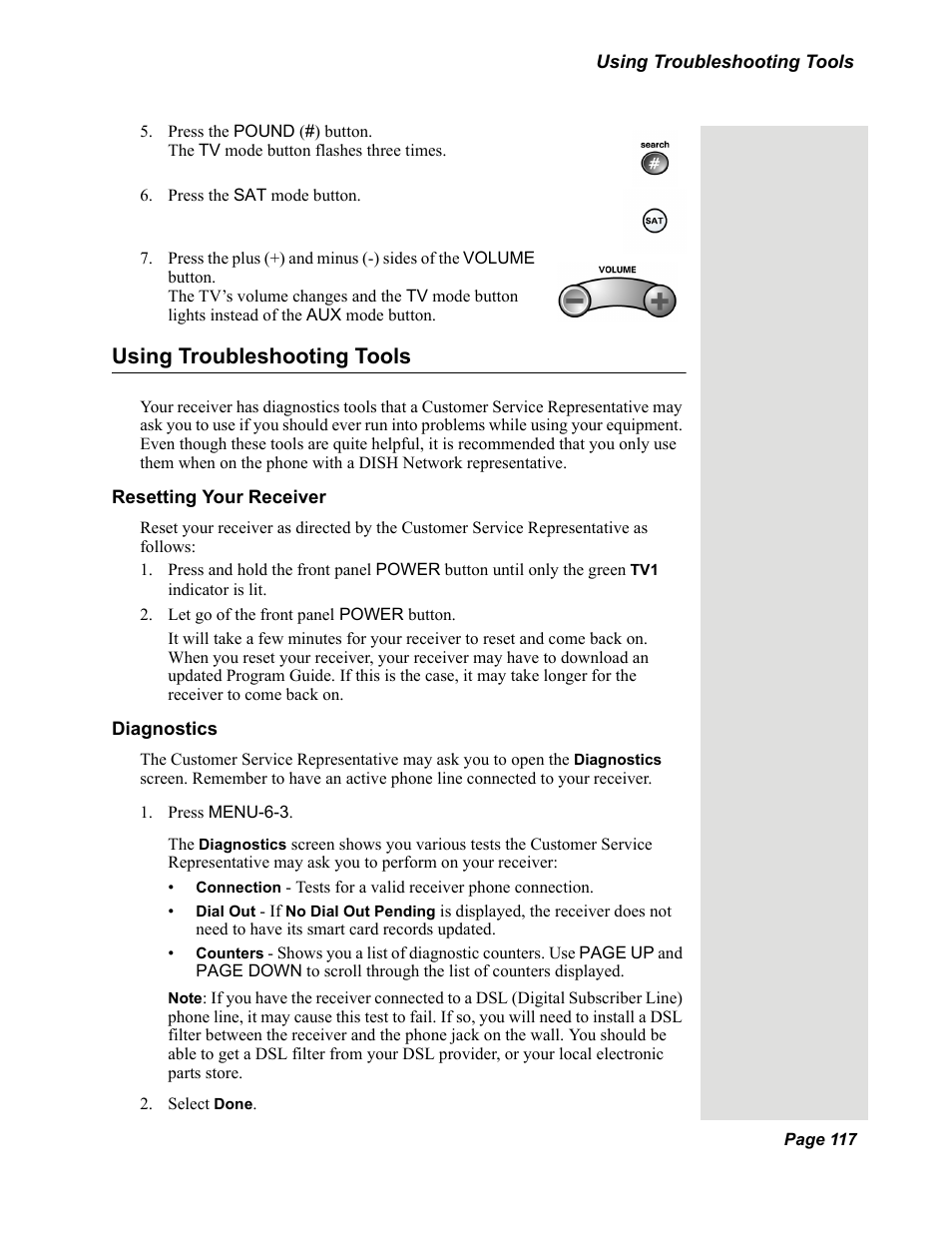 Using troubleshooting tools | Dish Network DuoDVR 625 User Manual | Page 122 / 179