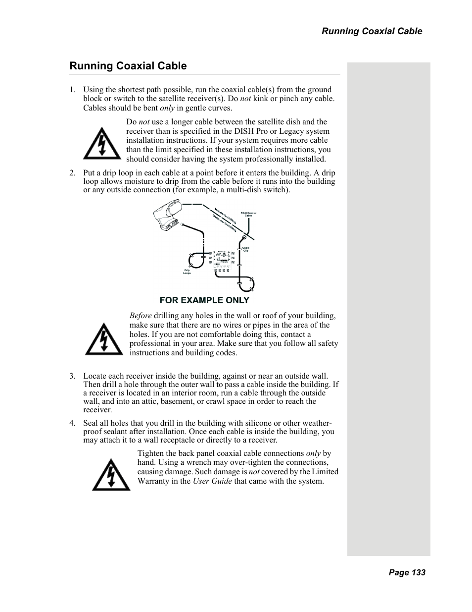 Running coaxial cable | Dish Network DuoDVR 625 User Manual | Page 138 / 179