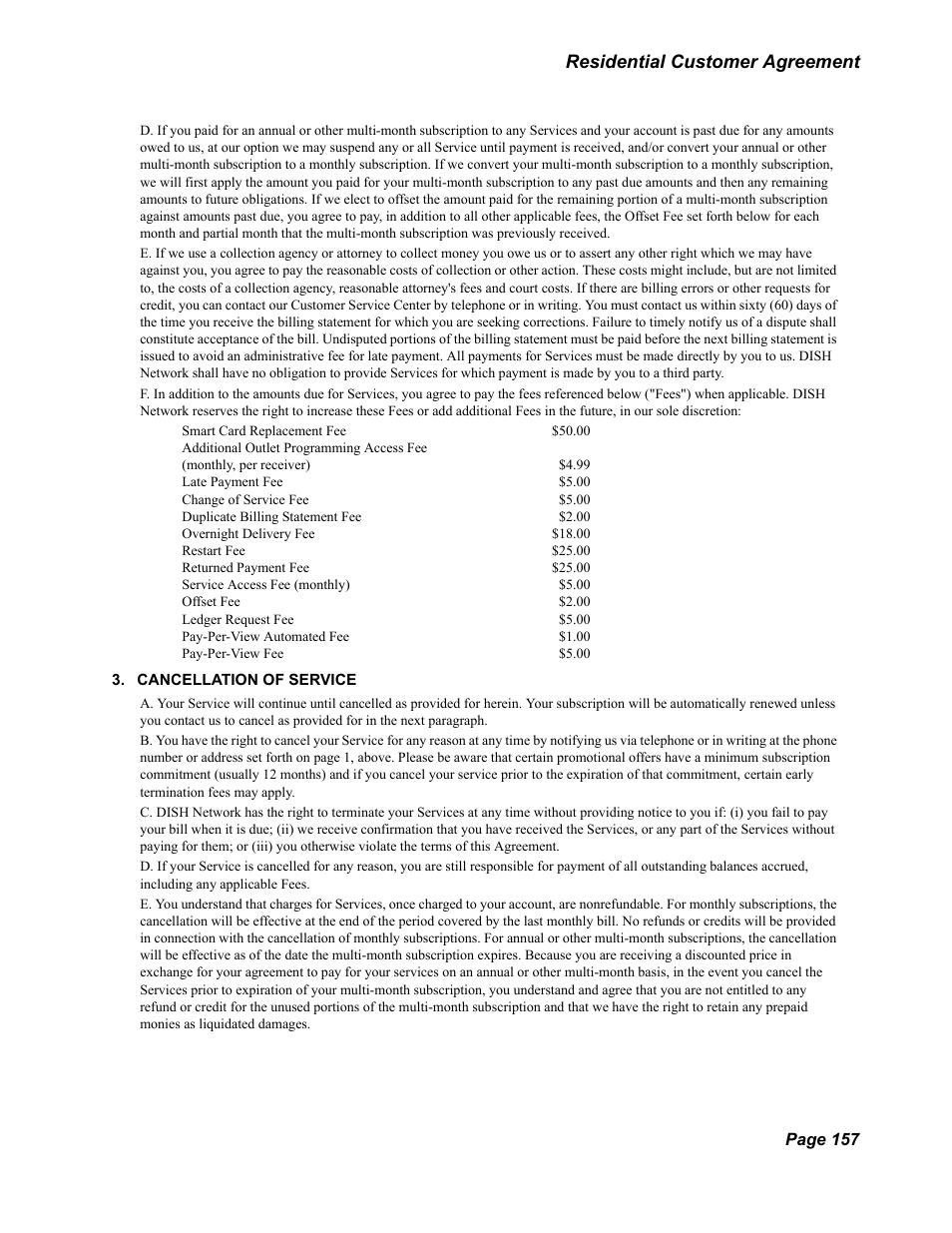 Residential customer agreement | Dish Network DuoDVR 625 User Manual | Page 162 / 179