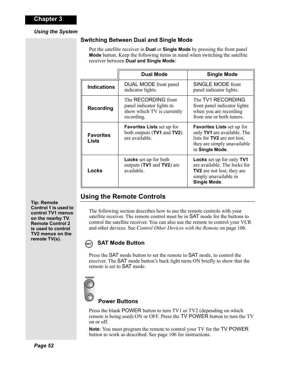 Using the remote controls, Chapter 3 | Dish Network DuoDVR 625 User Manual | Page 57 / 179