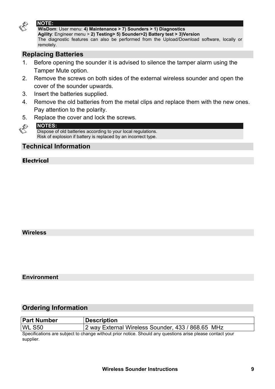 RISCO Group WL S50 User Manual | Page 9 / 12
