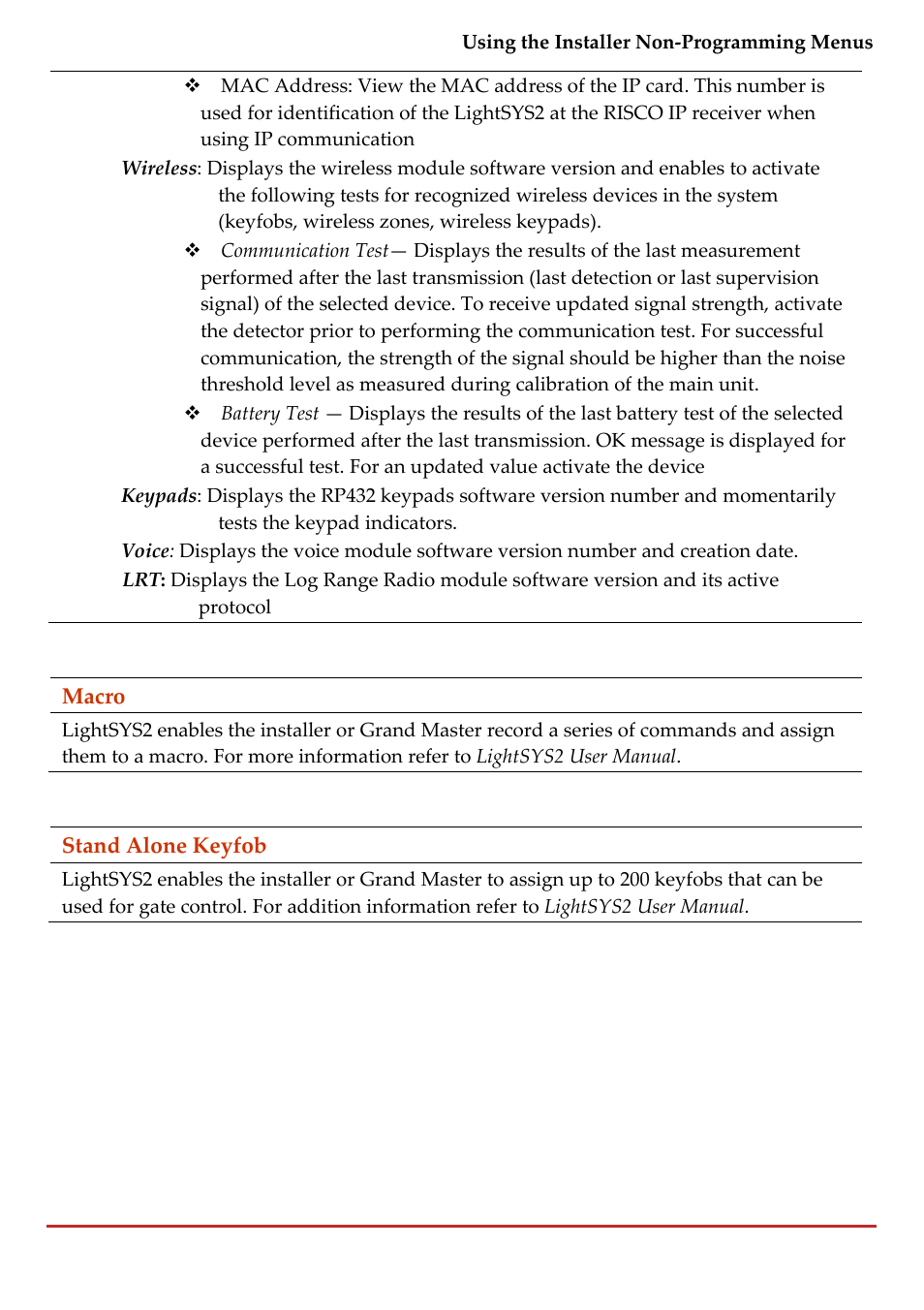 RISCO Group LightSYS 2 User Manual | Page 211 / 256