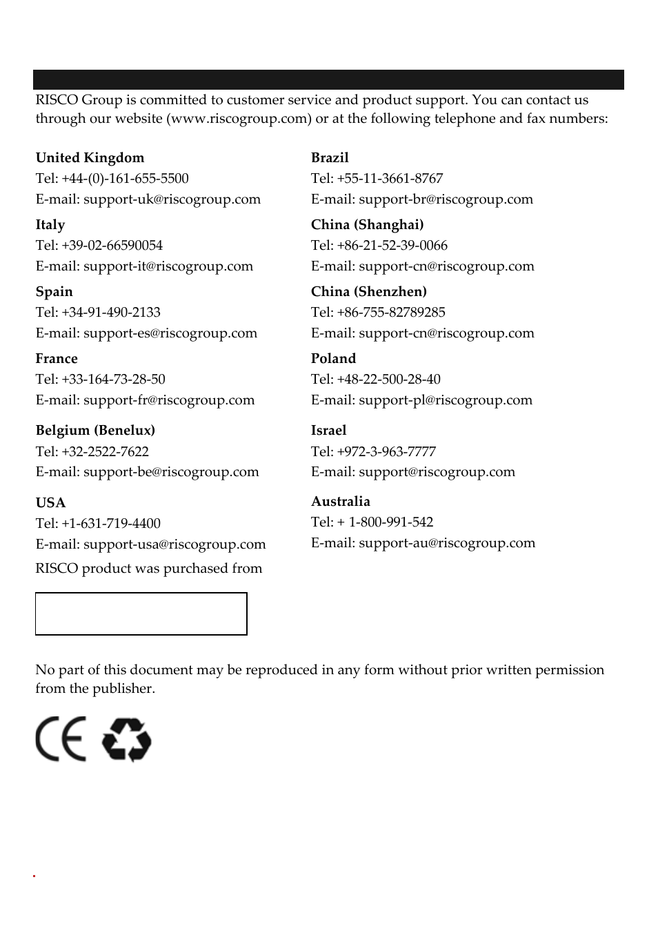 RISCO Group LightSYS 2 User Manual | Page 256 / 256